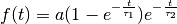 {\displaystyle f(t)=a(1-e^{-\frac{t}{\tau_1}})e^{-\frac{t}{\tau_2}}}